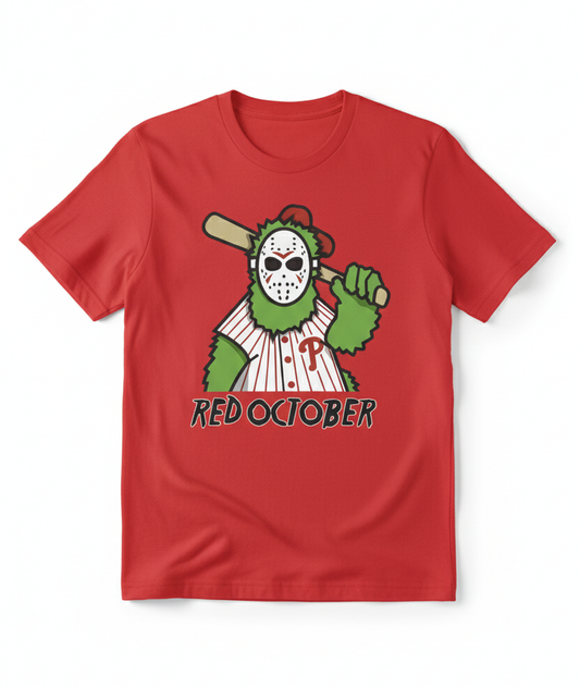 Red October Phillies Phanatic Jason Mashup T-Shirt | Philadelphia Baseball Playoff Tee