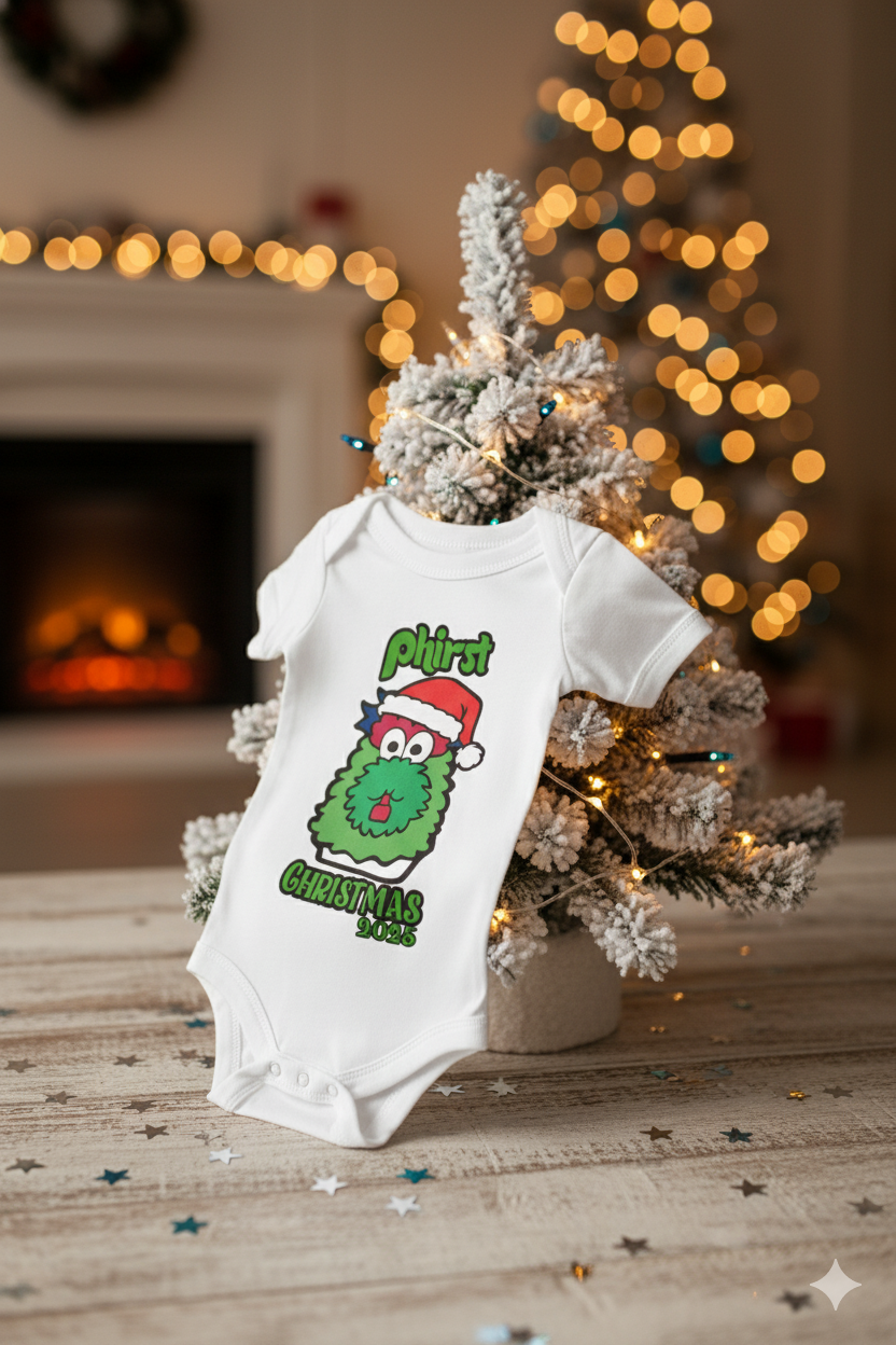 Phirst Christmas 2025 - Philadelphia Phanatic Baby Bodysuit - Babies First Christmas Outfit