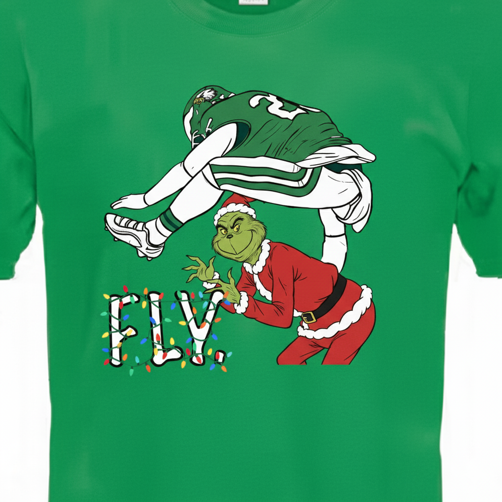 Funny Eagles Christmas Shirt | Saquon Barkley Grinch "Fly" Holiday Tee | Philadelphia Football Fan Apparel Gift