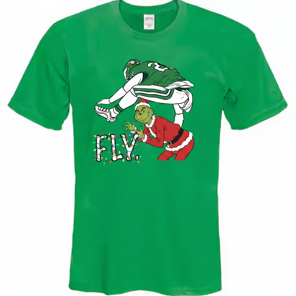 Funny Eagles Christmas Shirt | Saquon Barkley Grinch "Fly" Holiday Tee | Philadelphia Football Fan Apparel Gift