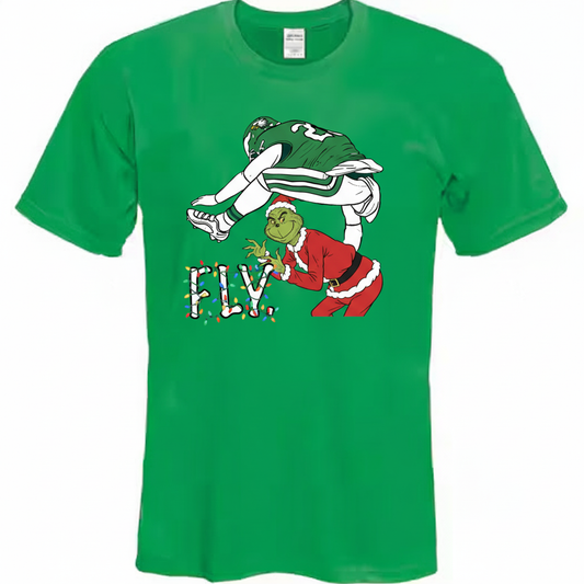 Funny Eagles Christmas Shirt | Saquon Barkley Grinch "Fly" Holiday Tee | Philadelphia Football Fan Apparel Gift