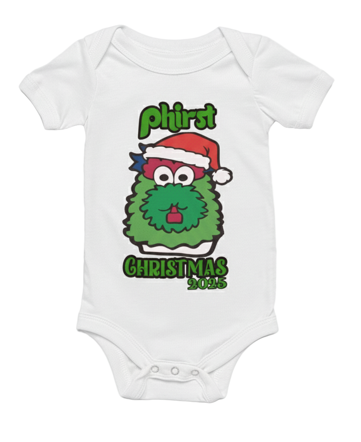 Phirst Christmas 2025 - Philadelphia Phanatic Baby Bodysuit - Babies First Christmas Outfit