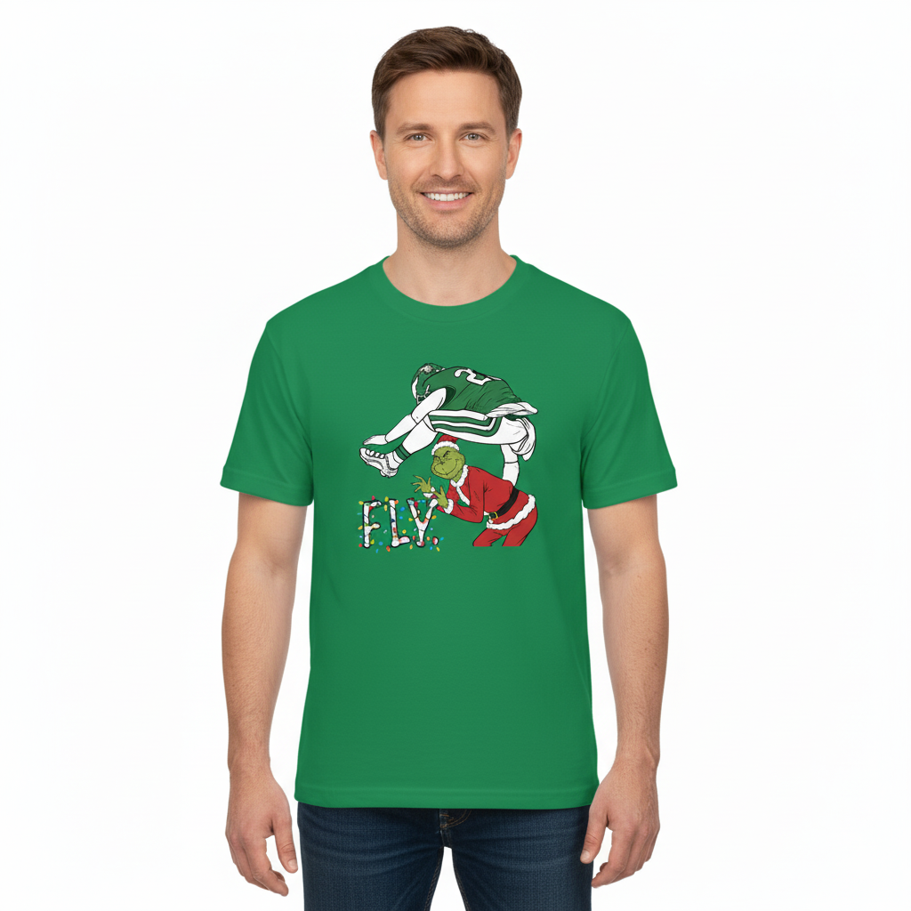 Funny Eagles Christmas Shirt | Saquon Barkley Grinch "Fly" Holiday Tee | Philadelphia Football Fan Apparel Gift