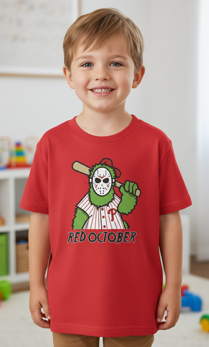 Red October Phillies Phanatic Jason Mashup T-Shirt | Philadelphia Baseball Playoff Tee